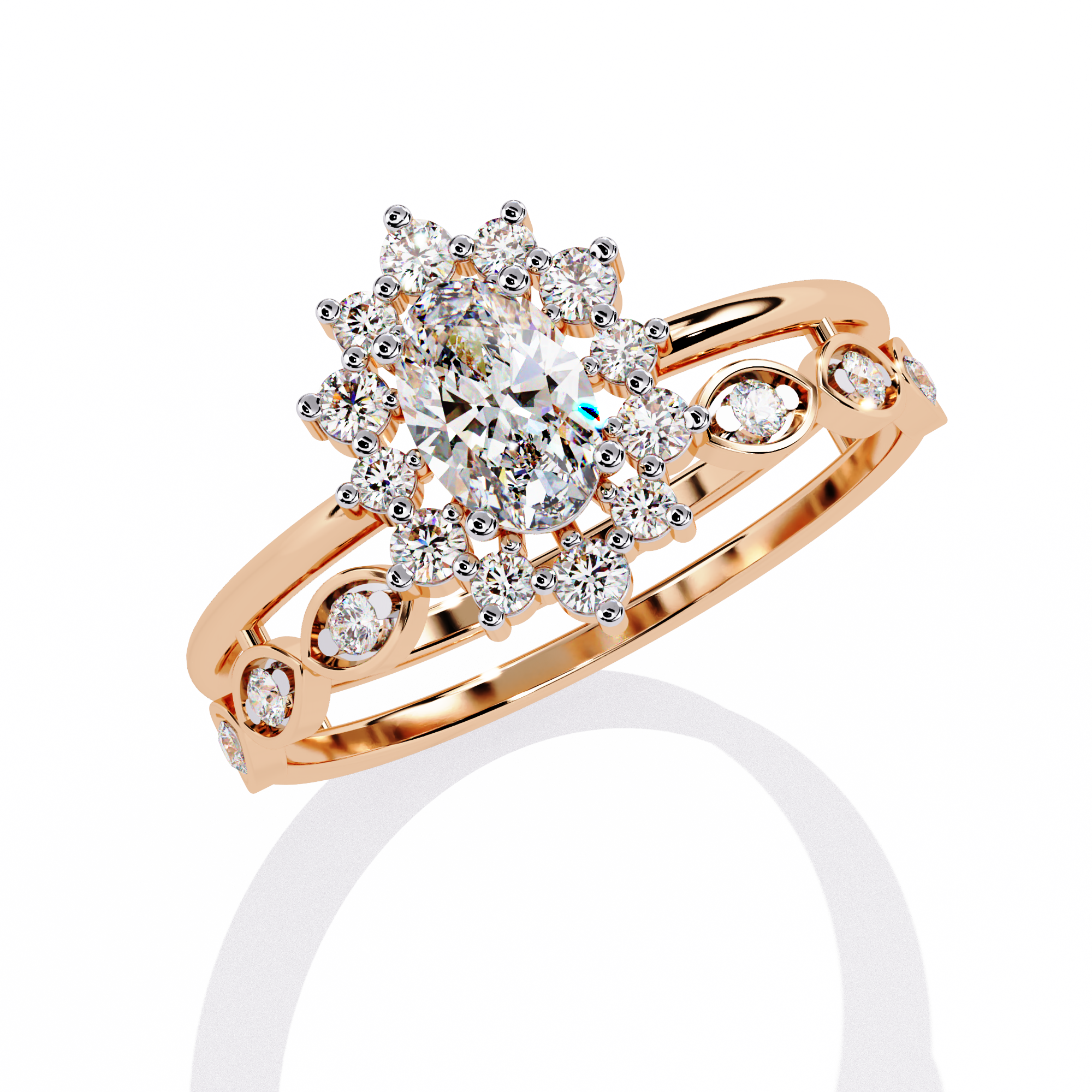 Solitairekart-0.59 CT Lab Grown Diamond Oval Halo Ring